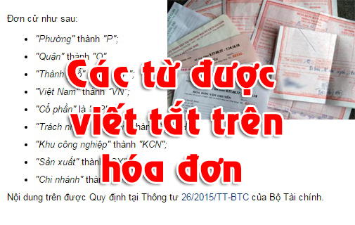 Những từ được phép viết tắt trên hóa đơn