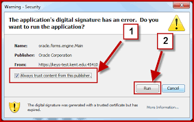 Hiện thông báo "The application's digital signature cannot be verified. Do you want to run the application"