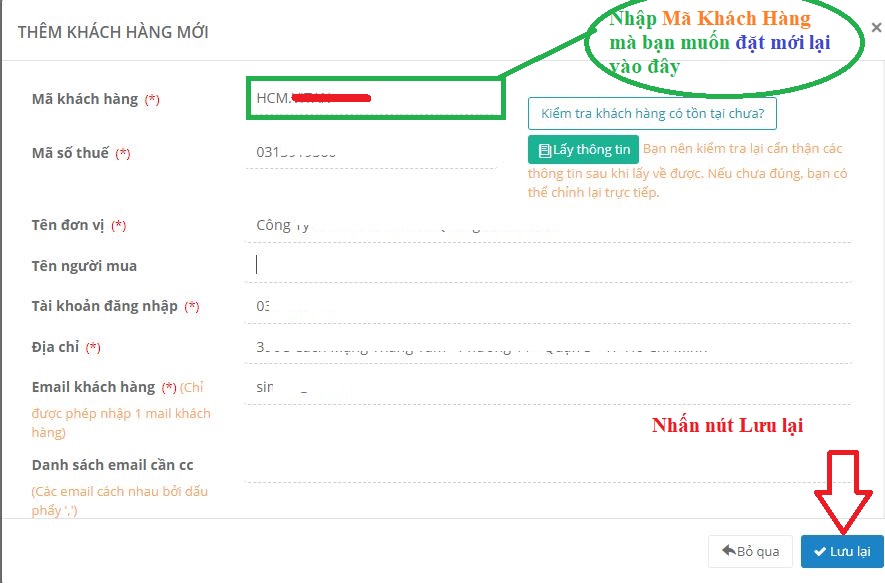 Mẹo cập nhật Mã Khách Hàng trên hệ thống eHoaDon Online