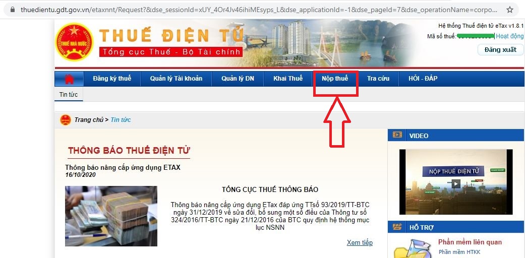Hướng dẫn nộp thuế trực tuyến 