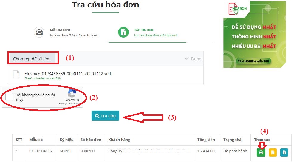 Hướng dẫn Tra cứu Hóa đơn Điện tử định dạng XML