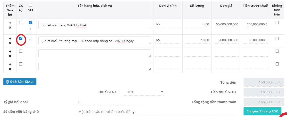 Hướng dẫn thực hiện viết hóa đơn chiết khấu