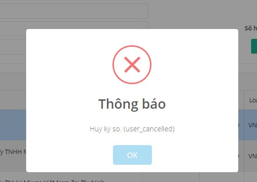 Làm gì khi gặp thông báo: Huy ky so. (user_cancelled)