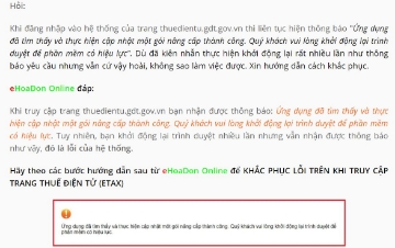 Ứng dụng đã tìm thấy và thực hiện cập nhật một gói nâng cấp thành công. Quý khách vui lòng khởi động lại trình duyệt để phần mềm có hiệu lực