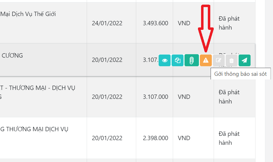 Gửi thông báo sai sót của hóa đơn đến cơ quan thuế 