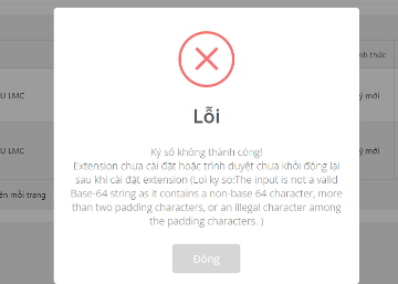 Tình huống thường gặp - Tình huống số 6: Hiển thị thông báo "Ký số không thành công", The input is not a valid