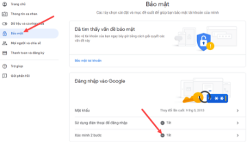 Bật tính năng xác minh 2 bước cho tài khoản Gmail.