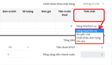 Hóa đơn có khuyến mãi, chiết khấu, và cần thể hiện thông tin ghi chú